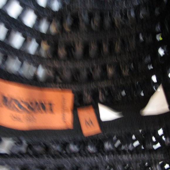 Enormous Oversized Lattice Knit Wide Brim Hat Black Sun Pool Derby - Picture 8 of 9